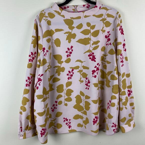 Boden Tops - Boden Botanical Print Blush Pink Tunic Top Size 16 Cottagecore Elevated Artsy